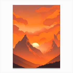Misty Mountains Vertical Composition In Orange Tone 273 Canvas Print