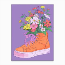 Retro Sneakers With Flowers 90s Illustration 3 Canvas Print