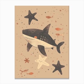 Shark & Starfish Muted Pastels 3 Canvas Print