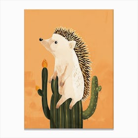 Hedgehog Cactus Minimalist Abstract Illustration 4 Canvas Print