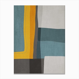 Abstract Shapes Mustard Teal Gray Canvas Print