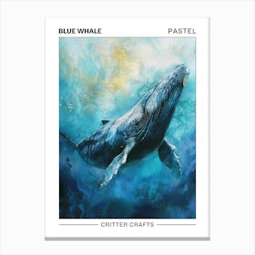 Blue Whale Pastel Watercolour 1 Poster Stampe su tela