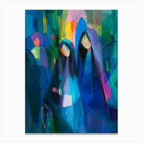 Blue Women In Blue Robes Canvas Print