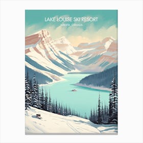 Poster Of Lake Louise Ski Resort   Alberta, Canada, Ski Resort Illustration 1 Canvas Print
