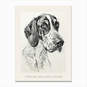 Treeing Walker Hound Line Sketch 4 Poster Canvas Print