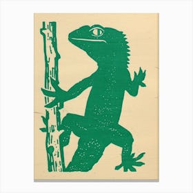 Green Crested Gecko Bold Block 2 Canvas Print