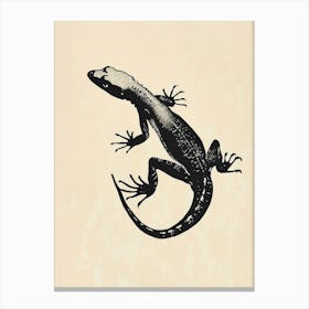 Minimalist Black Lizard Silhouette Canvas Print