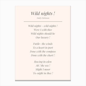 Wild Nights Emily Dickinson Poem Canvas Print
