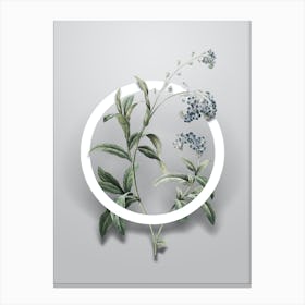 Vintage Water Forget Me Not Minimalist Floral Geometric Circle on Soft Gray n.0206 Canvas Print