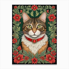 William Morris Style Christmas Cat (5) Leinwandbild