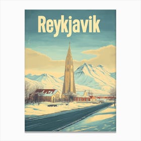 Aihrgdesign A Vintage Travel Poster Of Reykjavik 4 Canvas Print