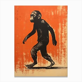 Monkey, Woodblock Animal  Drawing 1 Canvas Print