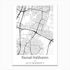 Ramat Hasharon,Israel Minimalist Map Canvas Print