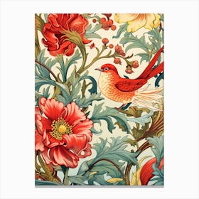 Floral Pattern With Birds And Flowers 2 Canvas Print