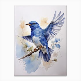 Blue Bird Watercolor Painting Canvas Print