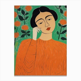 Woman In Orange Canvas Print