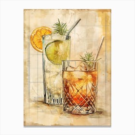 Rosemary Cocktail Watercolour Canvas Print
