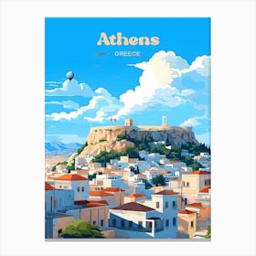 Athens Greece Travel Illustration Art Canvas Print