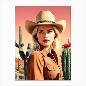 Cowgirl In A Cowboy Hat Canvas Print