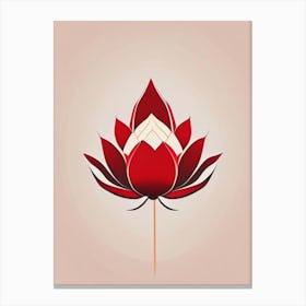 Red Lotus Retro Minimal 3 Canvas Print