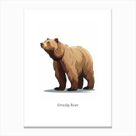 Grizzly Bear Kids Animal Poster Canvas Print