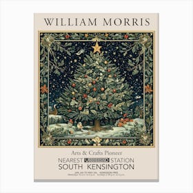 William Morris Prints Christmas Tree Fabric Gift Winter Vintage Canvas Print