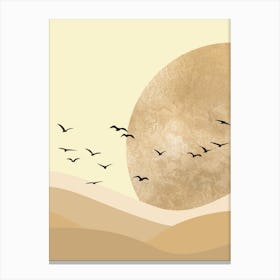 Boho Sun,Flying Birds Canvas Print