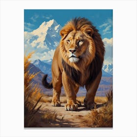 Lion In The Mountains Canvas Print