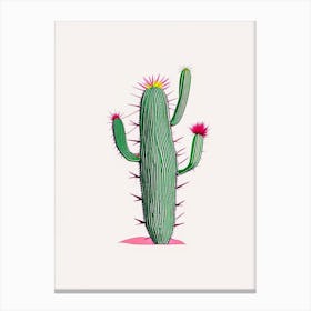 Turk S Head Cactus Minimal Line Drawing Canvas Print