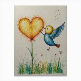 Bird In A Heart Canvas Print