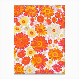 Gerbera Floral Print Retro Pattern 2 Flower Canvas Print