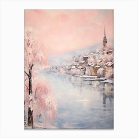 Dreamy Winter Painting Zurich Switzerland 5 Canvas Print