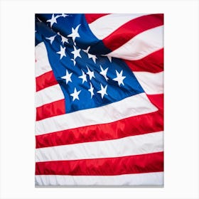 American Flag Unfurling In The Breeze Colors Transitioning From Rippled White At The Top To Rippled (4) Canvas Print