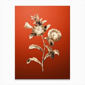 Gold Botanical Field Bindweed on Tomato Red Canvas Print