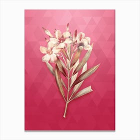 Vintage Oleander Botanical in Gold on Viva Magenta Canvas Print