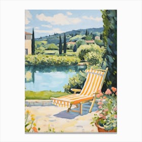 Sun Lounger By The Pool In Tuscany Italy 3 Canvas Print