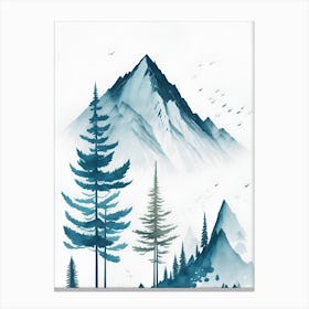 Mountain And Forest In Minimalist Watercolor Vertical Composition 165 Canvas Print