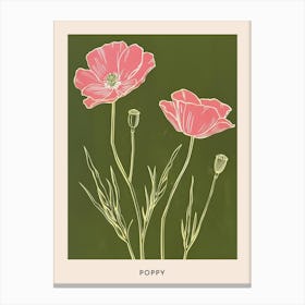 Pink & Green Poppy 2 Flower Poster Canvas Print