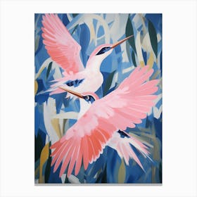 Pink Ethereal Bird Painting Kingfisher 1 Canvas Print