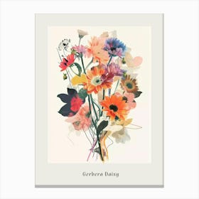 Gerbera Daisy 3 Collage Flower Bouquet Poster Canvas Print