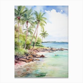 Watercolor Of A Tropical Beach 5 Canvas Print