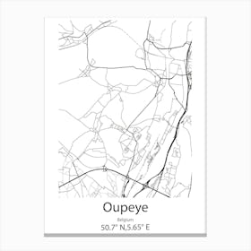 Oupeye,Belgium Minimalist Map Canvas Print