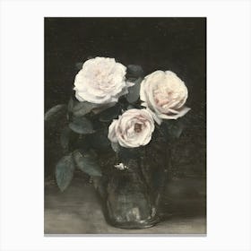 Three Roses In A Vase Canvas Print