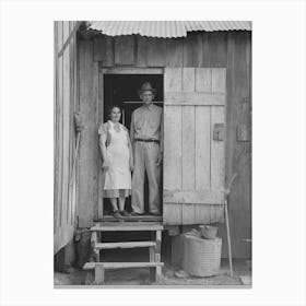 Mr And Mrs Emil Kimball Standing In Doorway Of Farm Home, They Will Participate In Tenant Purchase Progra Canvas Print