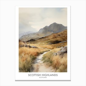 Scottish Highlands 2 Watercolour Travel Poster Canvas Print