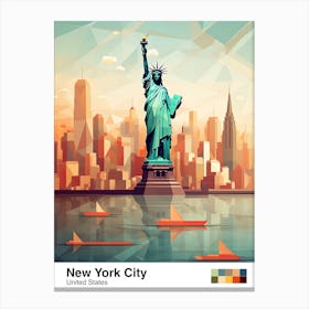 New York City, Usa, Geometric Illustration 3 Poster Canvas Print