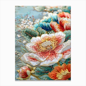 Embroidered Flowers 28 Canvas Print