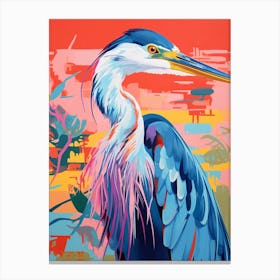 Colourful Bird Painting Great Blue Heron 8 Canvas Print