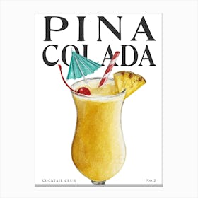 Watercolour Pina Colada Canvas Print