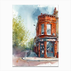 Merton London Borough   Street Watercolour 1 Canvas Print